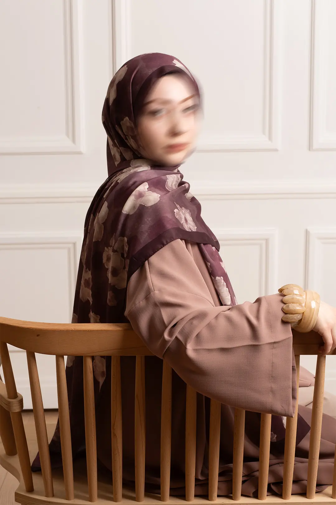 Autumn Serenade Patterned Soft Shawl, Plum 8