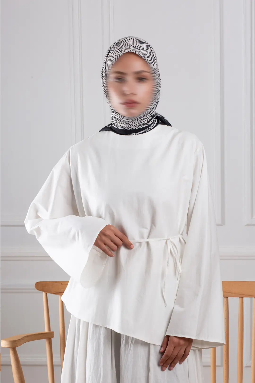 Altıgen Desenli Desenli Soft Eşarp Siyah 6