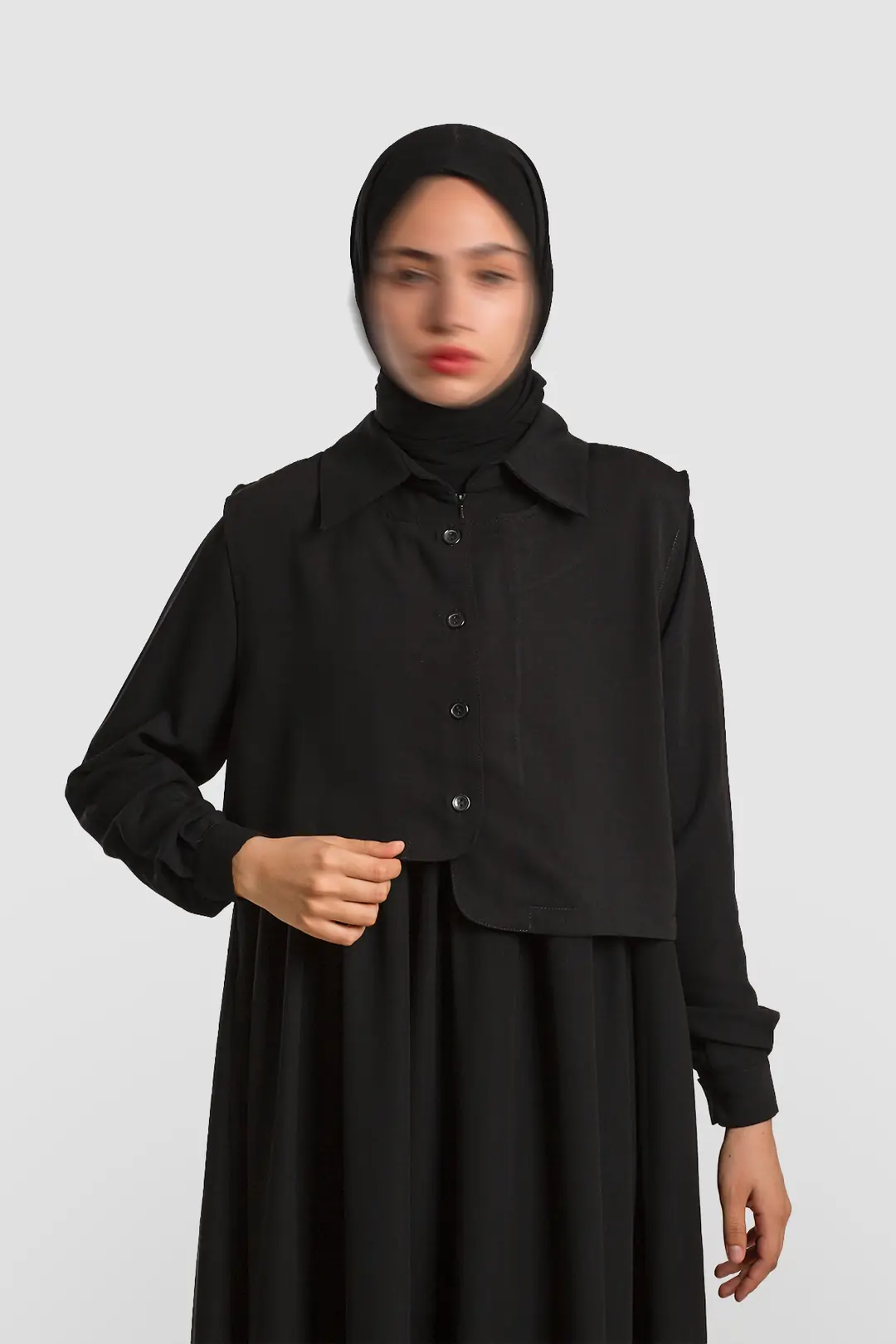 Black Vest-Style Abaya 10
