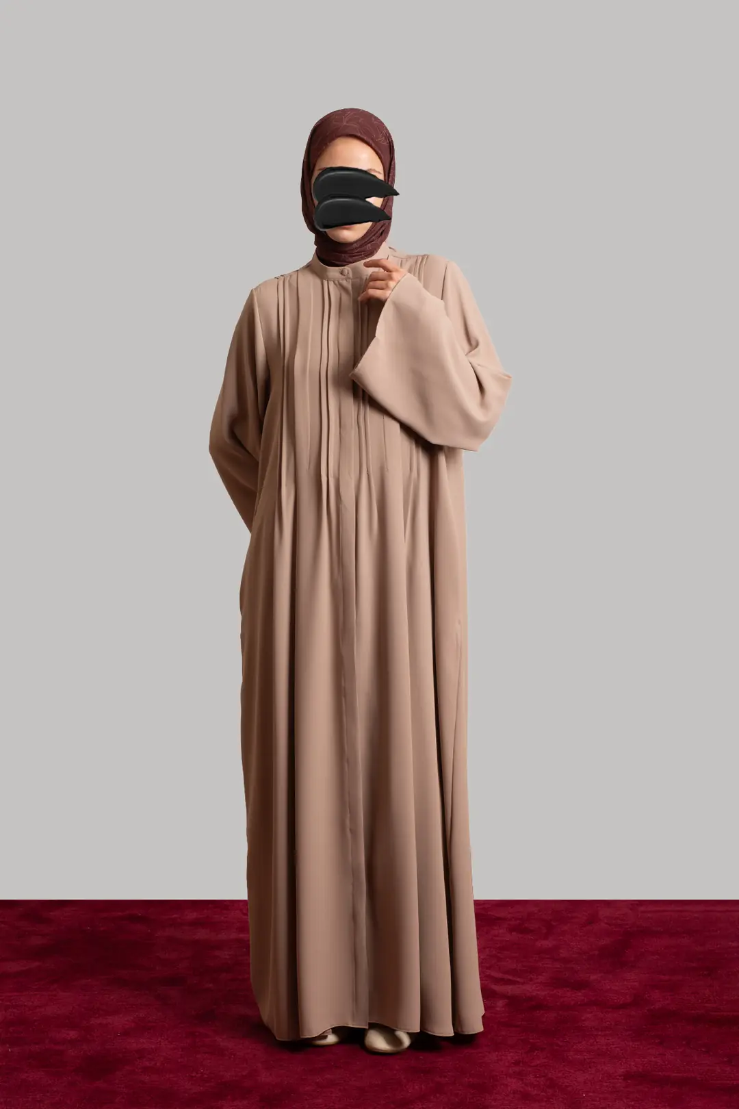 Ribbed Buttoned Abaya Stone 4