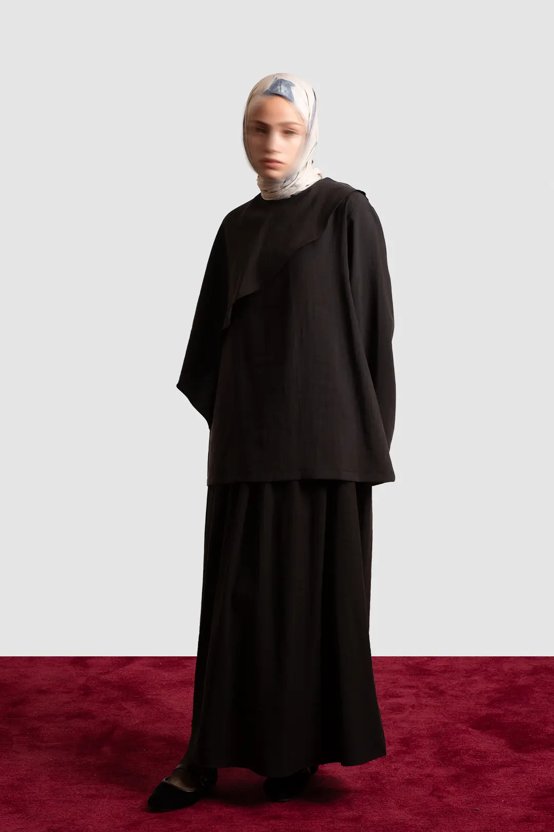 Wide Tencel Skirt Black