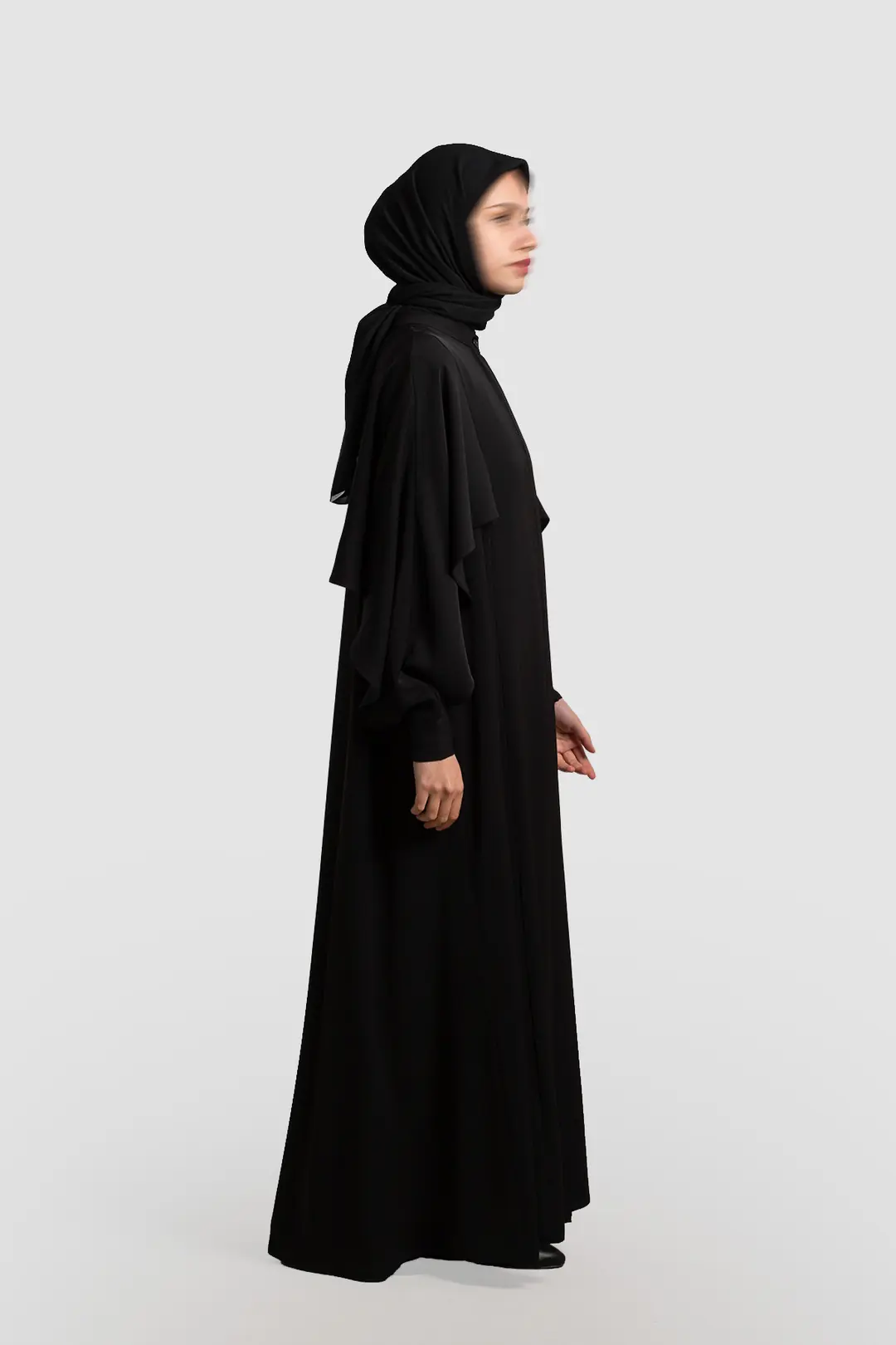 Kolları Rüzgarlıklı Ferace Siyah