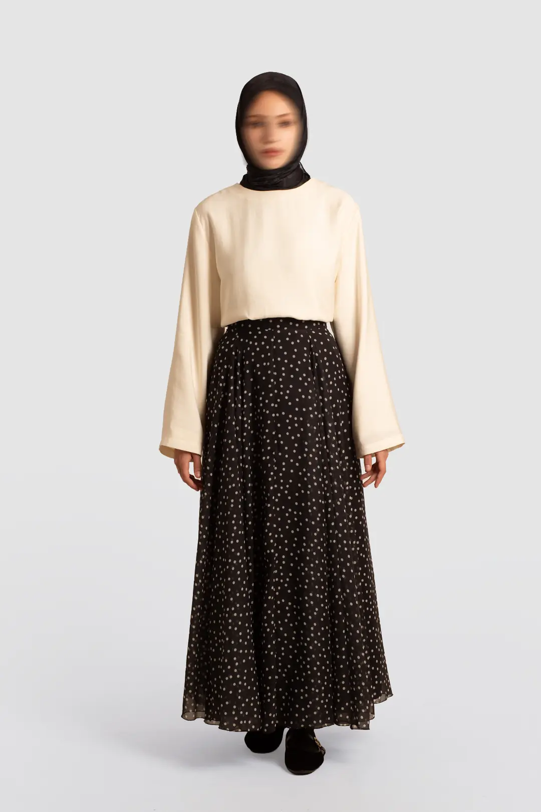 Polka Dot Chiffon Skirt Black