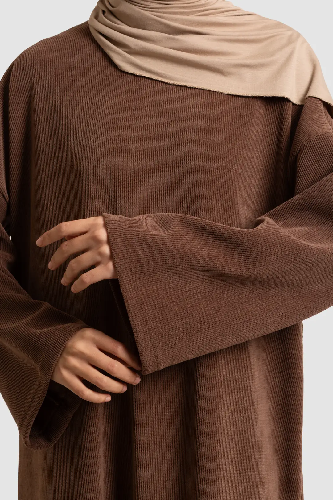 Örme Triko Oversize Elbise Kahve 6