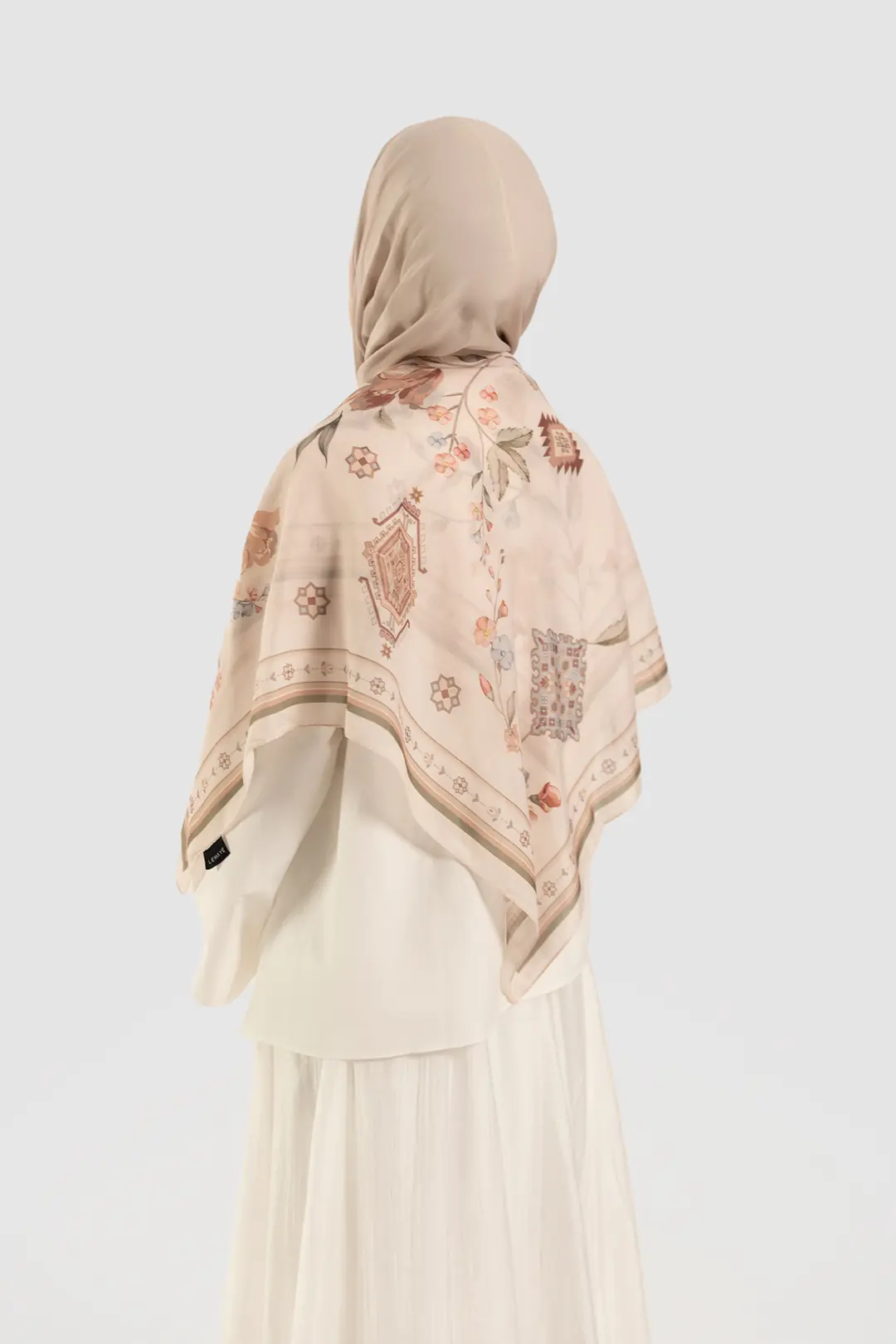 Vintage Flora Desenli Soft Omuz Eşarbı