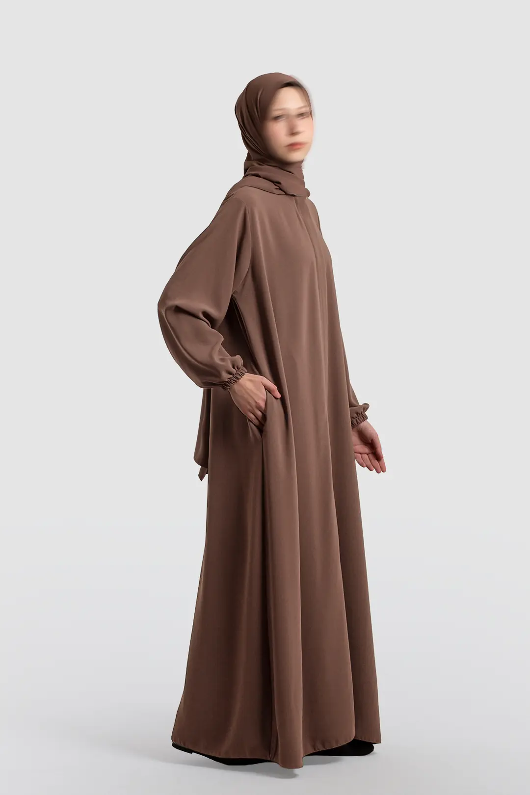 Arya Full-Length Zippered Abaya Light Brown 6