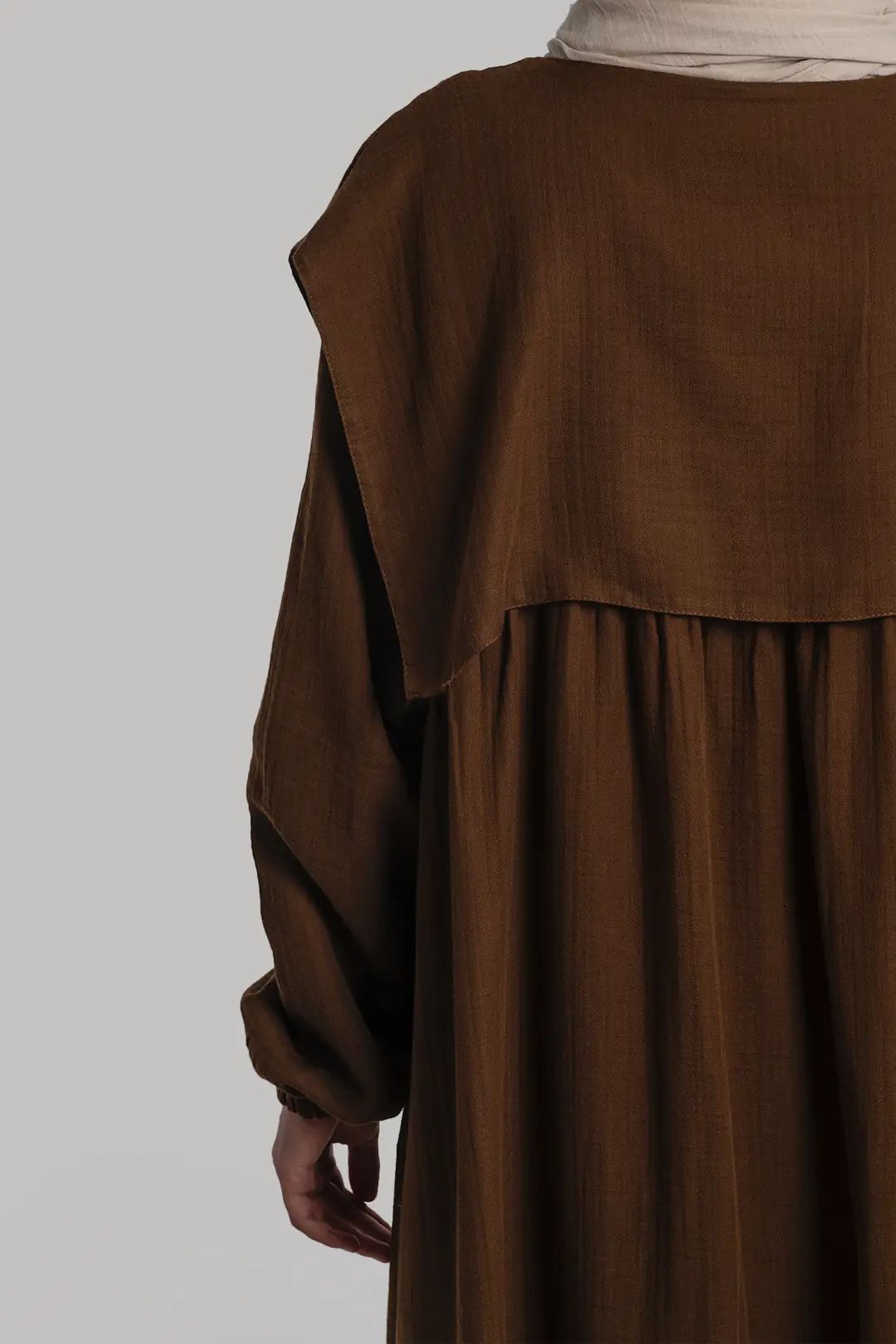 Collared Muslin Dress Dark Brown 5