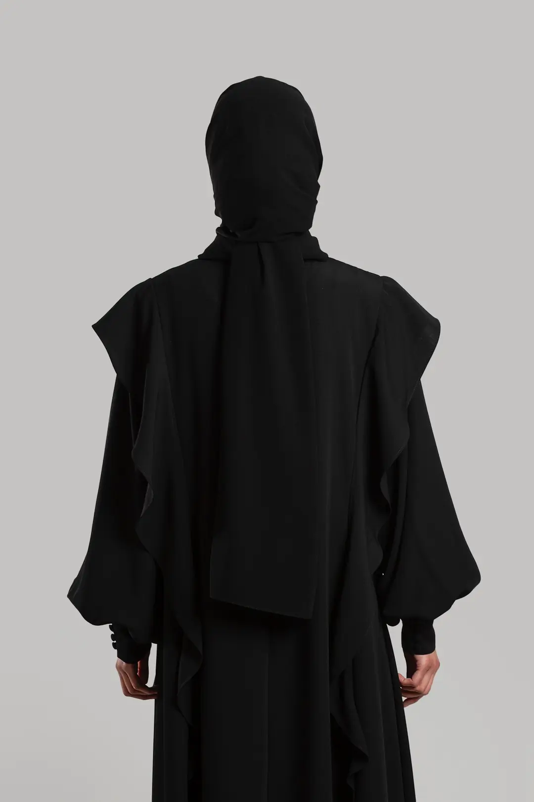 Ruffled Dress Abaya Black 5
