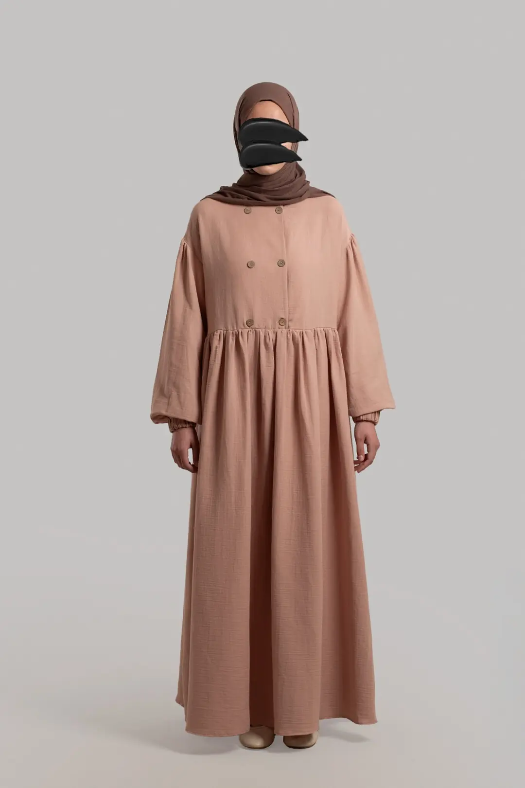 Natural Buttoned Muslin Dress Powder Pink 3