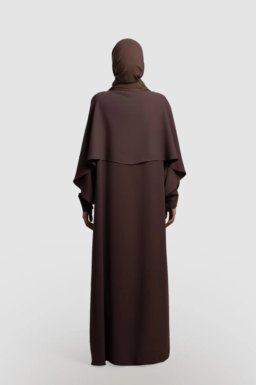 Windproof Sleeved Abaya, Dark Brown 4
