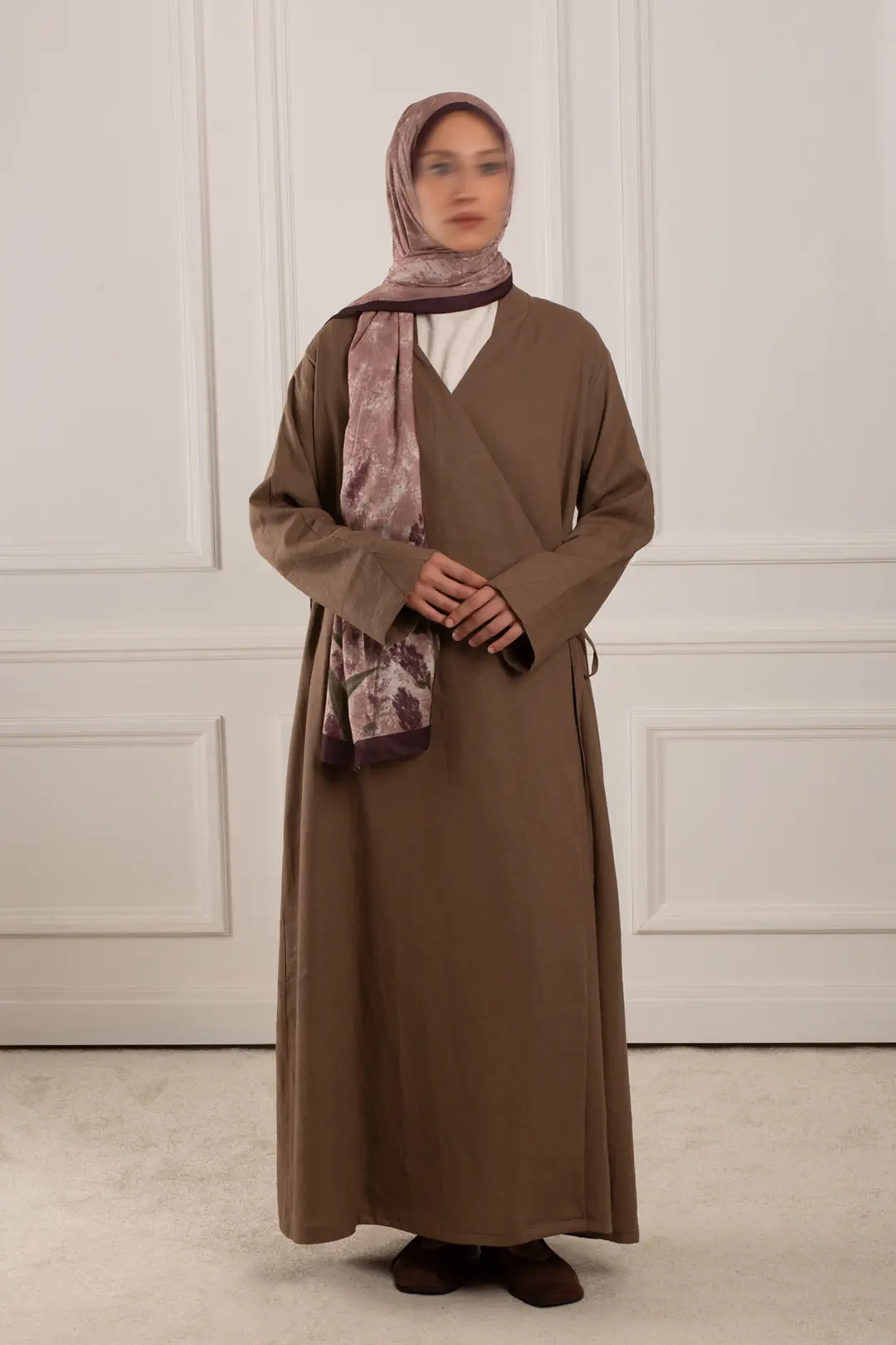 Keten Anvelop Abaya Acı Kahve