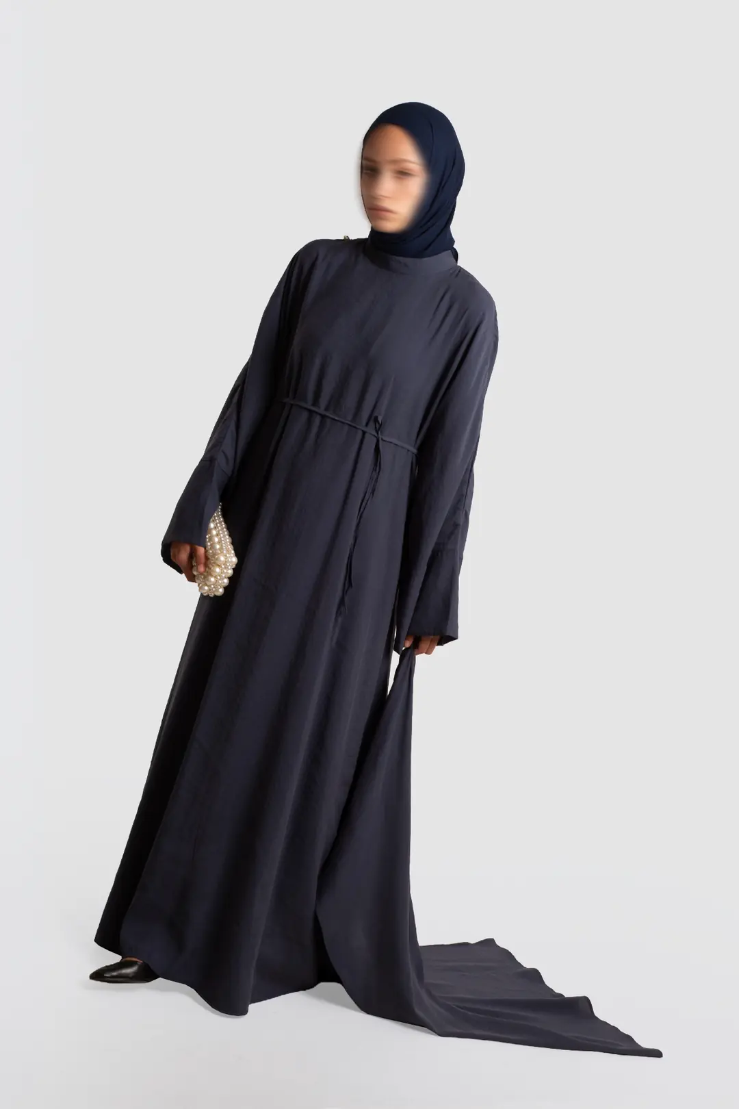 Tak Çıkar Pelerinli Abaya İndigo 4