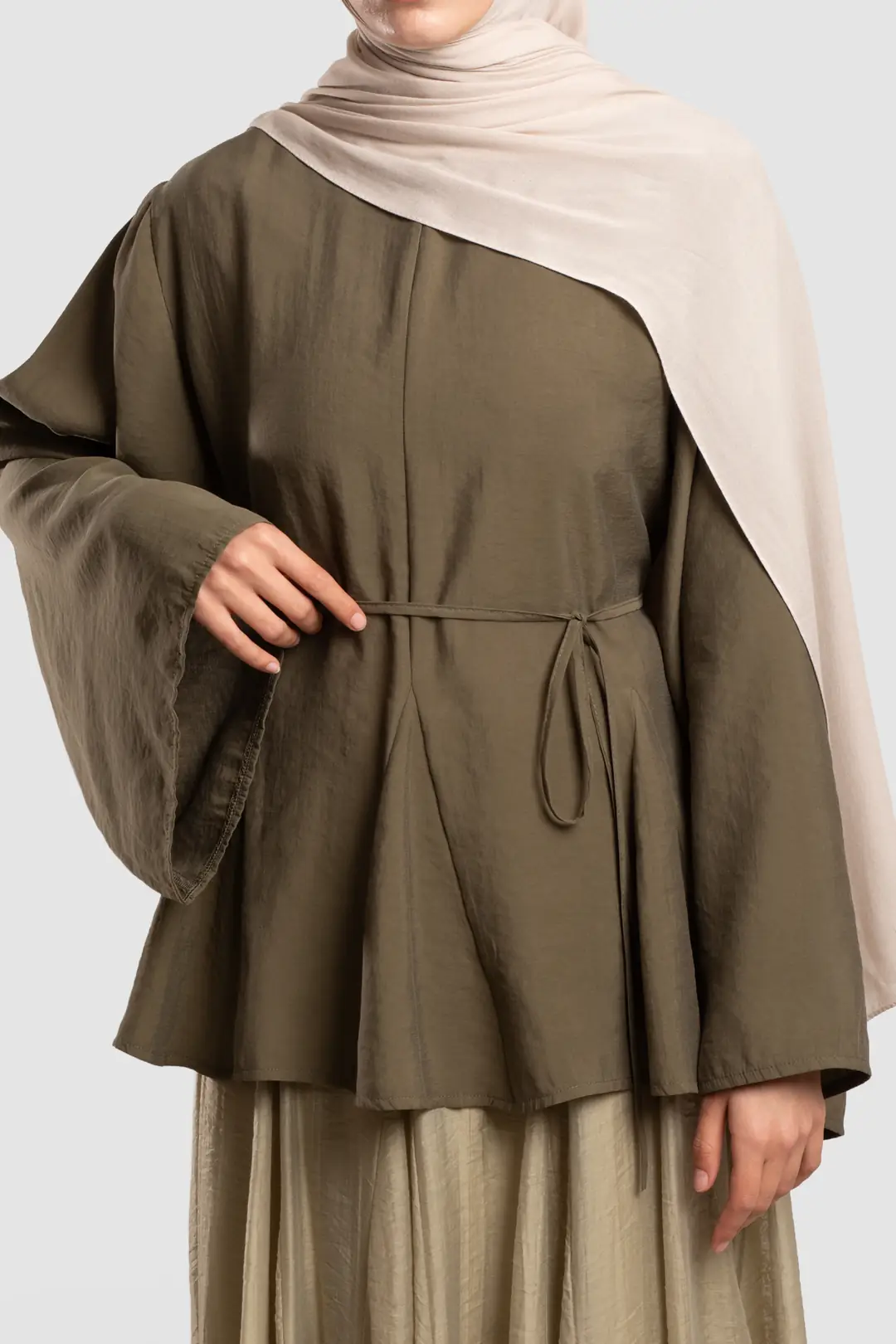 Gode Detailed Modal Blouse Khaki 8