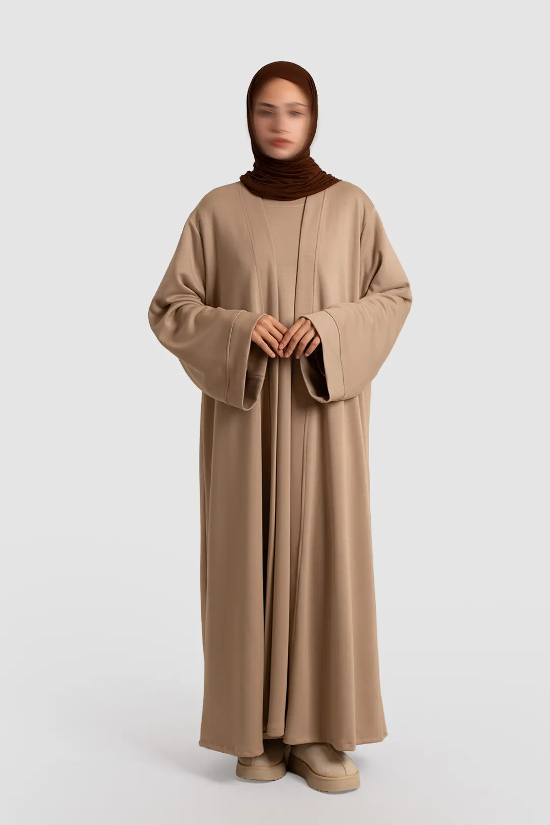 Soft Abaya Takım Bej