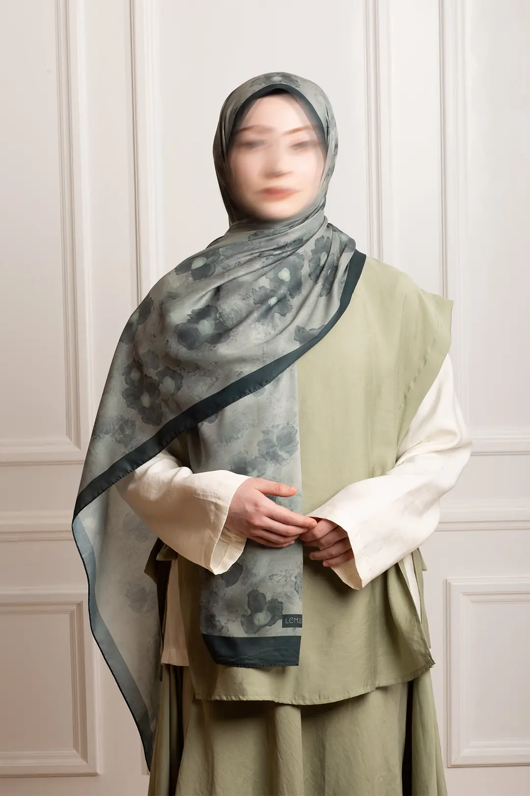 Autumn Serenade Patterned Soft Shawl Light Green 2