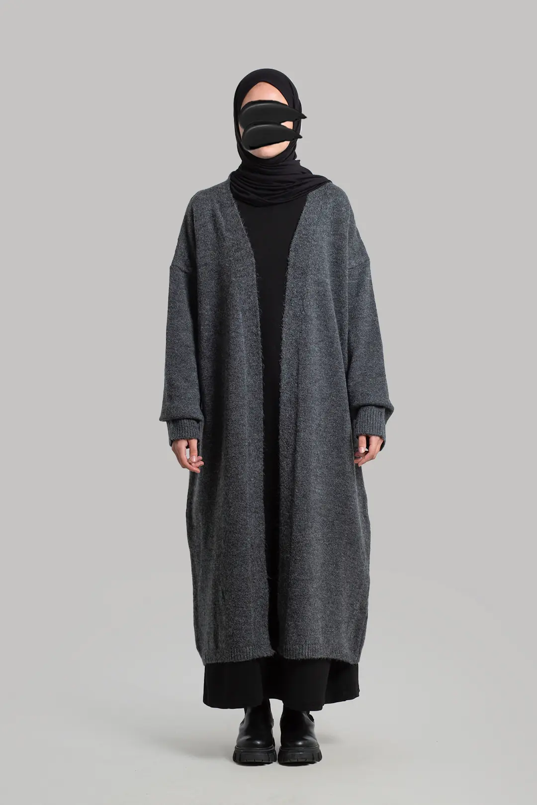 Long Knitted Cardigan Anthracite