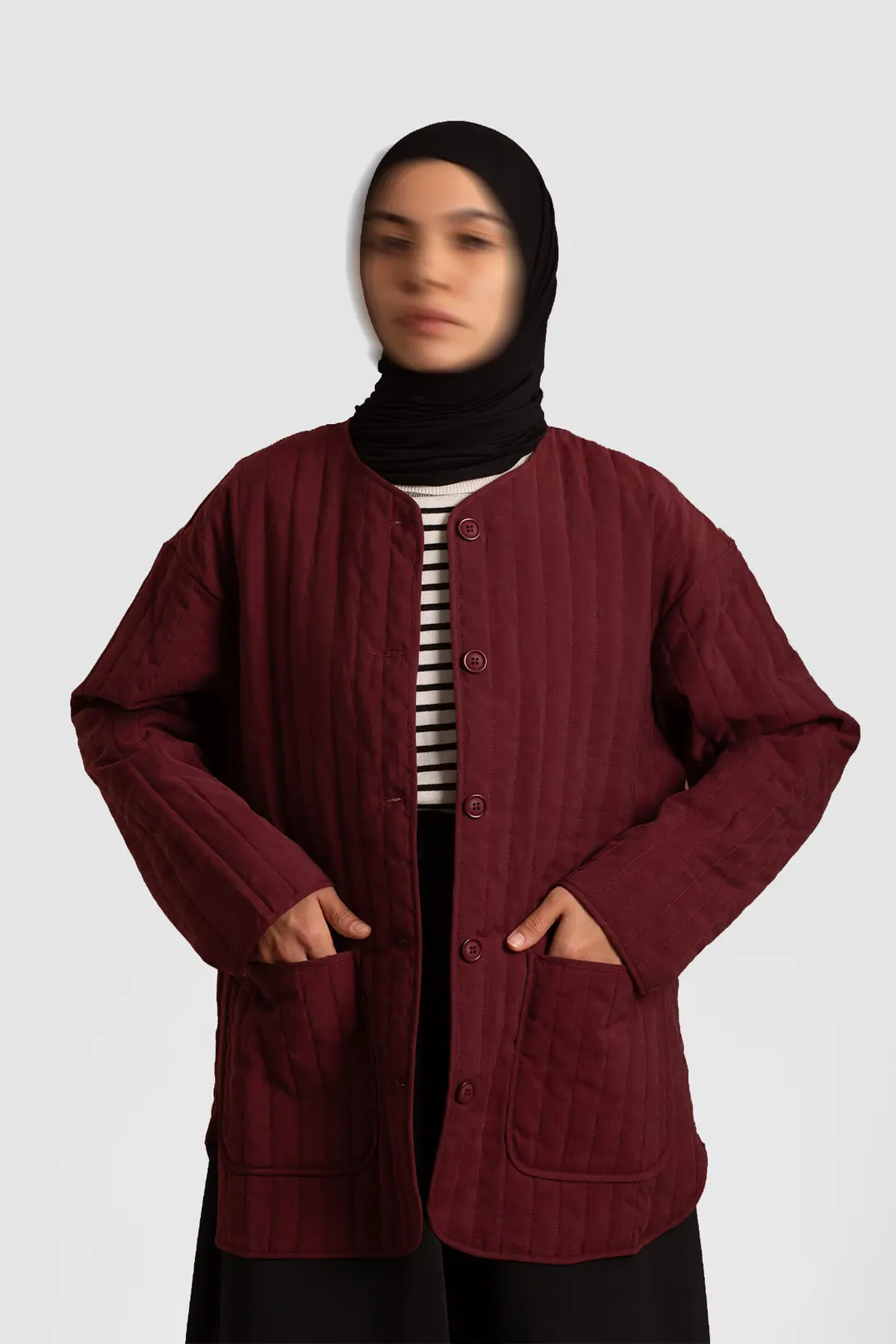 Tensel Kapitone Ceket Bordo 5