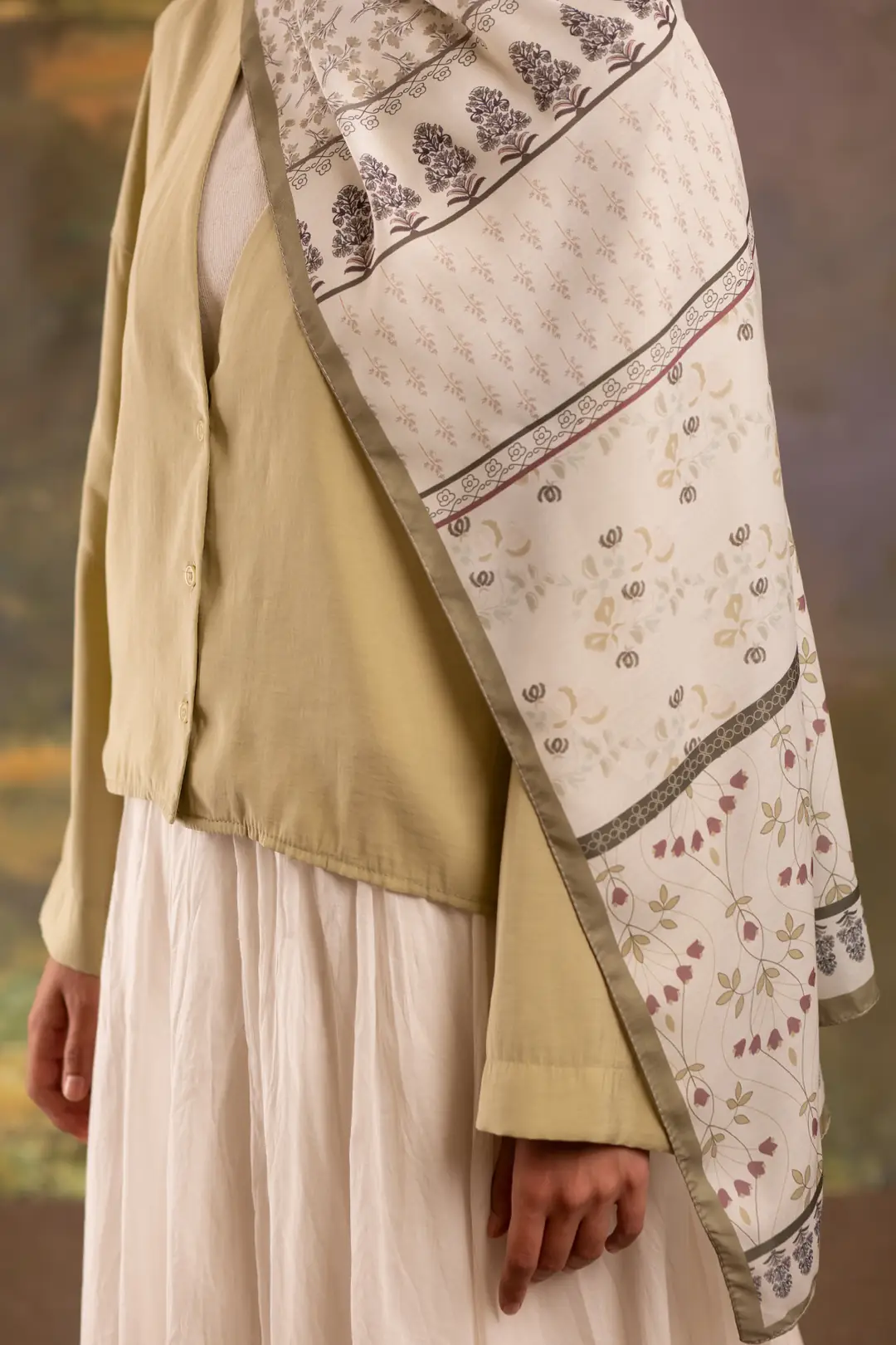 Floral Harmony Desenli Soft Şal Soft Yeşil 4