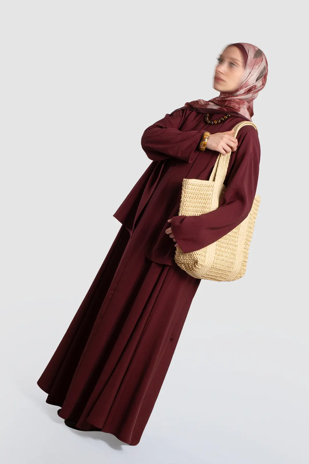 Modal Kimono Jile Elbise Takım Mürdüm 4