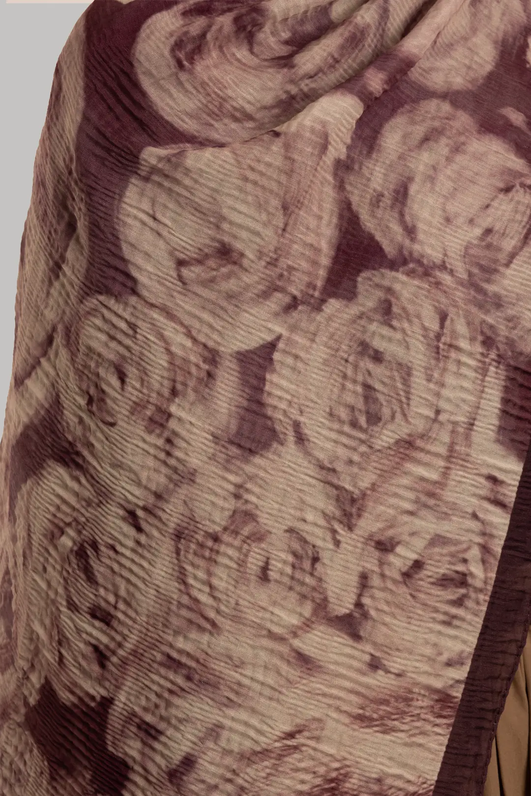 Muslin Ethereal Patterned Muslin Shawl, Plum 4