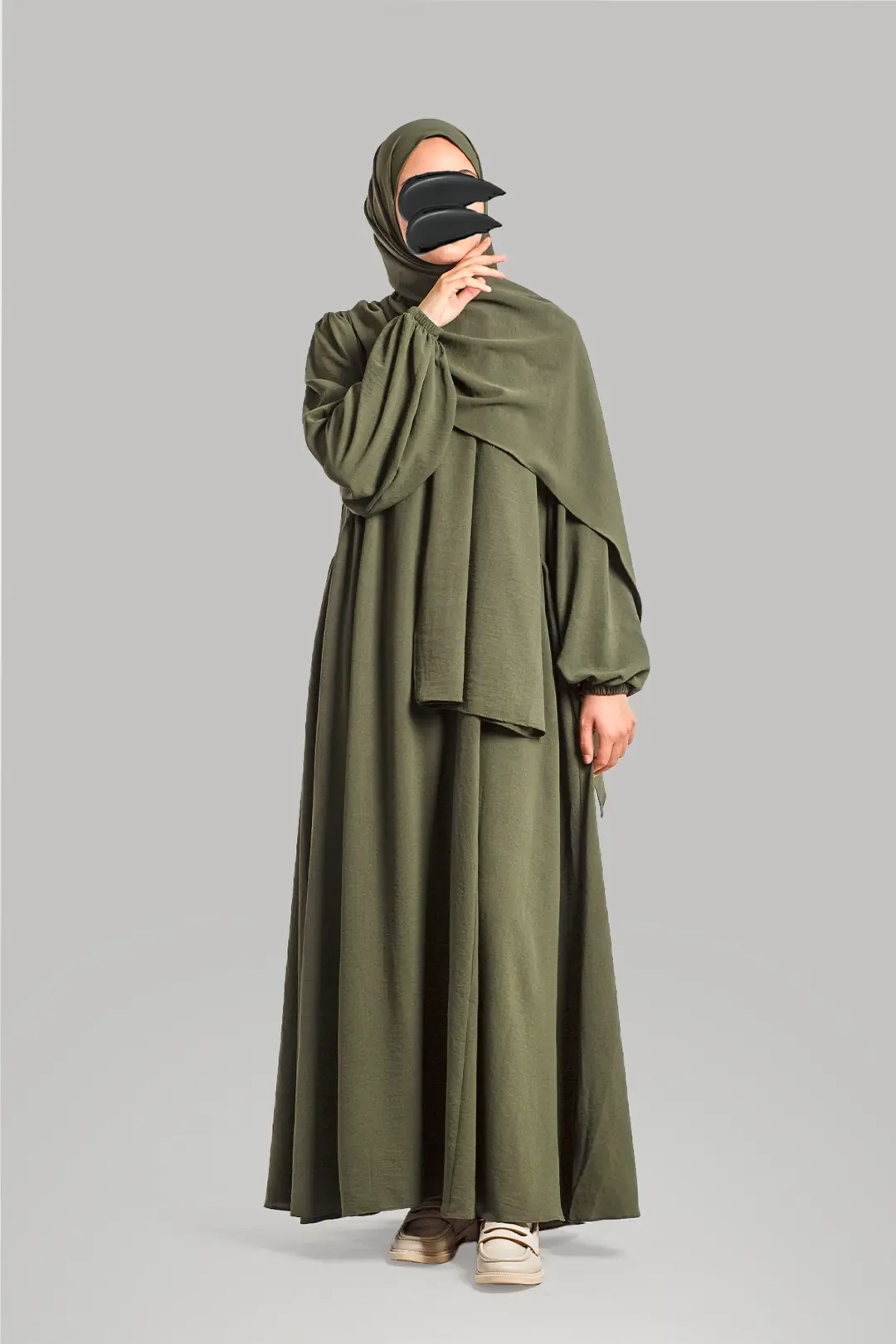 Ayrobin Dress with Yoke, Khaki 3
