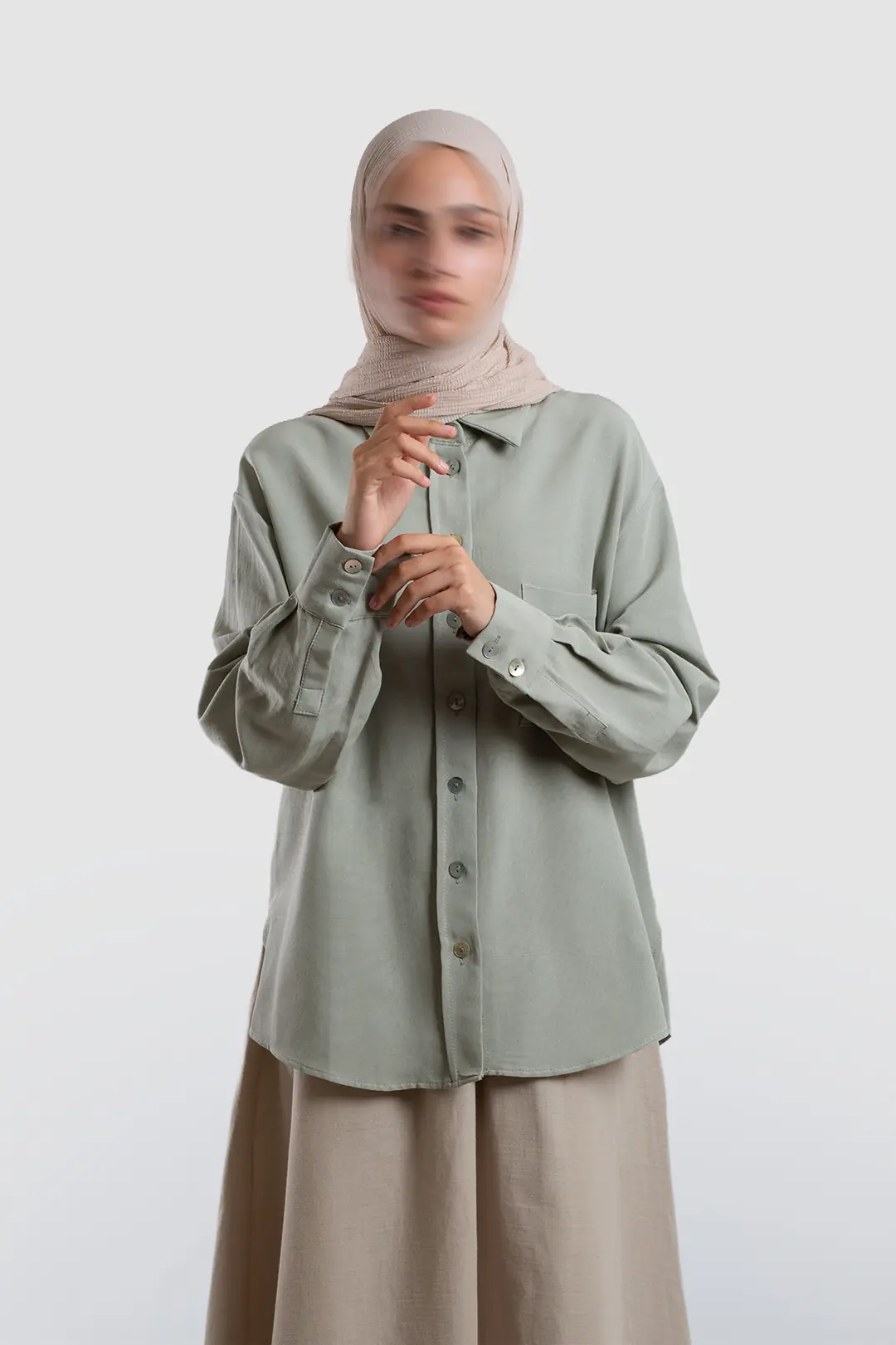 Classic Collar Linen Shirt Light Green 4