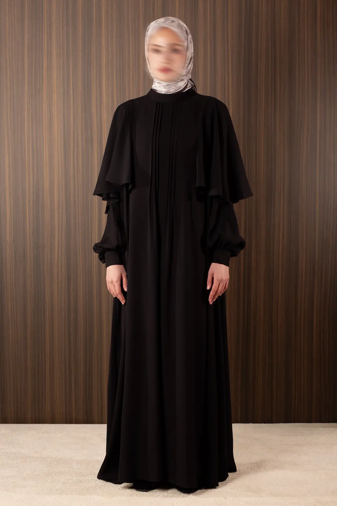 Cape Sleeve Dress Abaya Black
