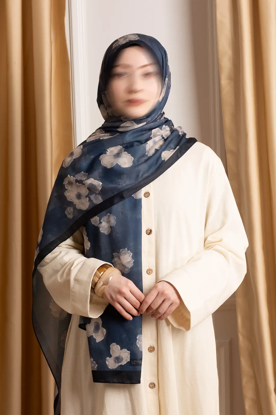Autumn Serenade Patterned Soft Scarf, Blue