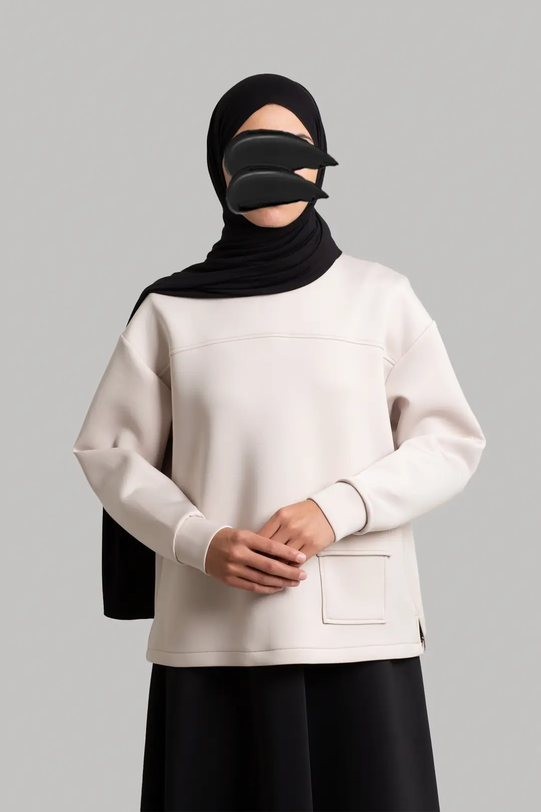 Puffy Scuba Sweatshirt Beige
