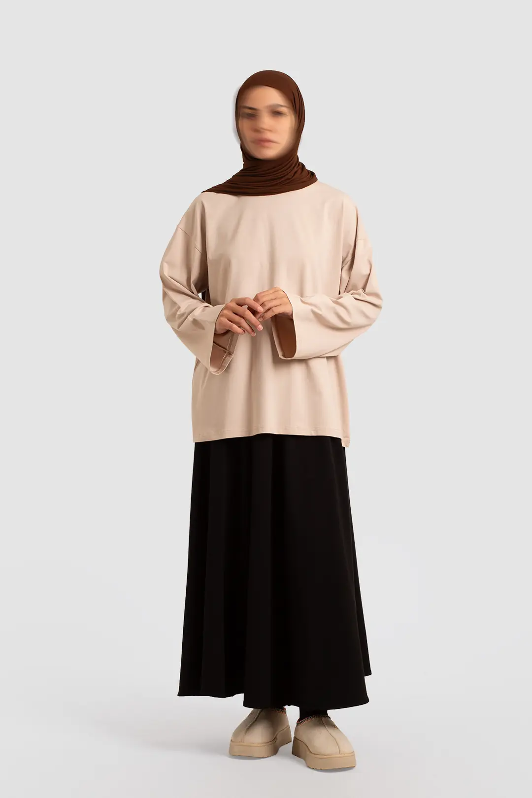 Basic Uzun Kollu Tişört Bej 3