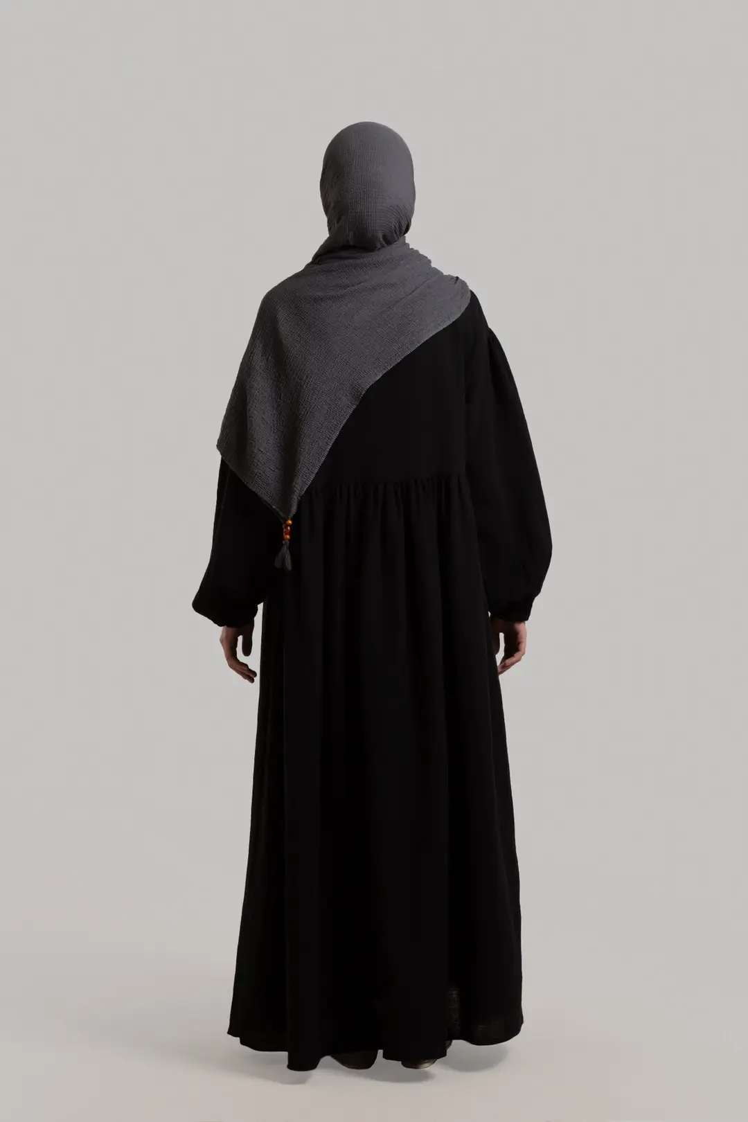 Natural Buttoned Muslin Dress Black 5