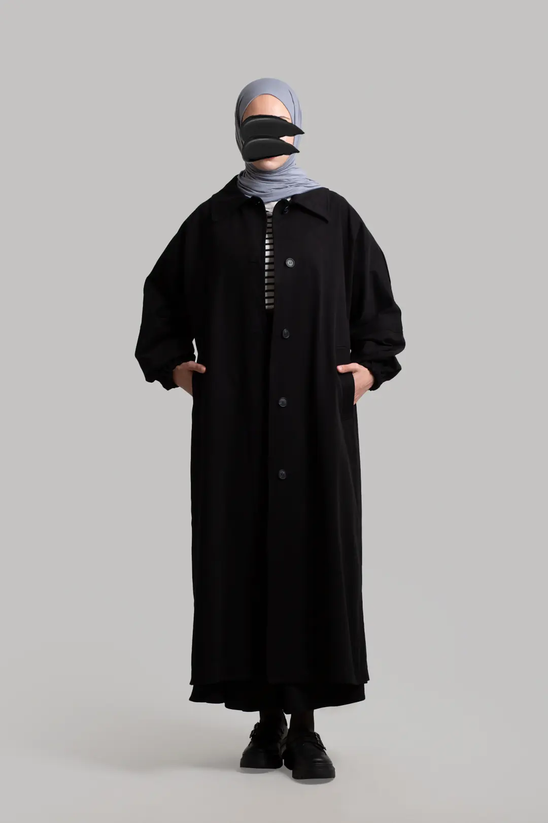 Premium Oversize Trench Coat Black 3