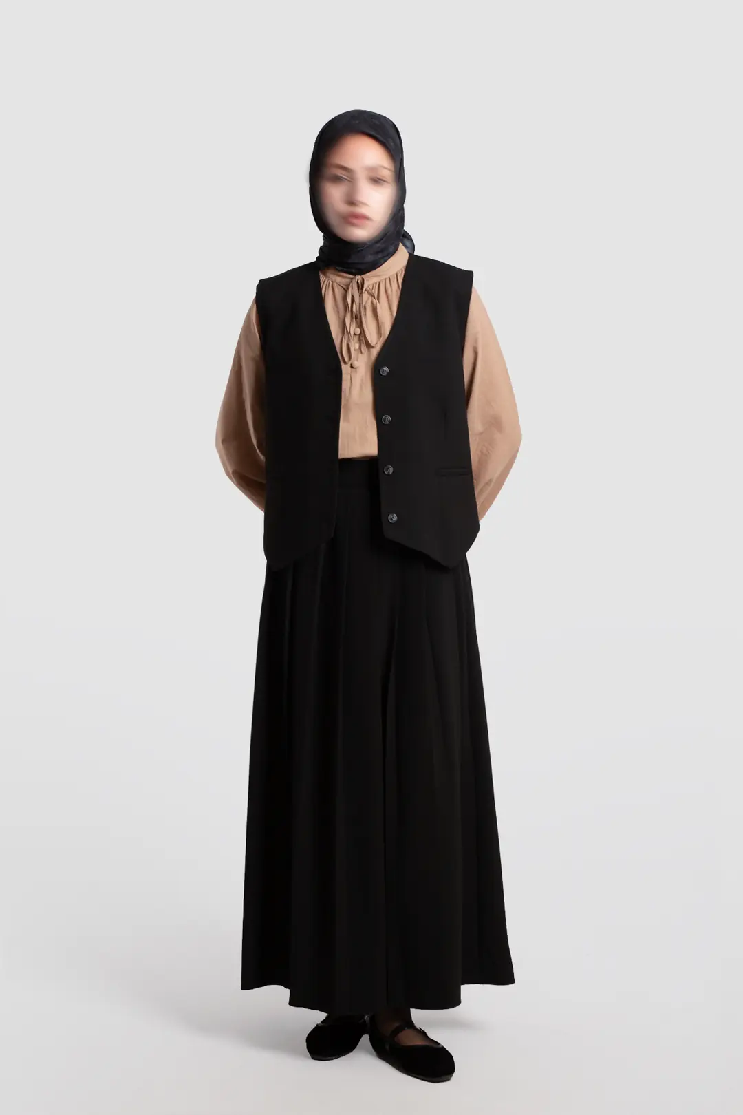 Pleated Viscose Skirt Black 5