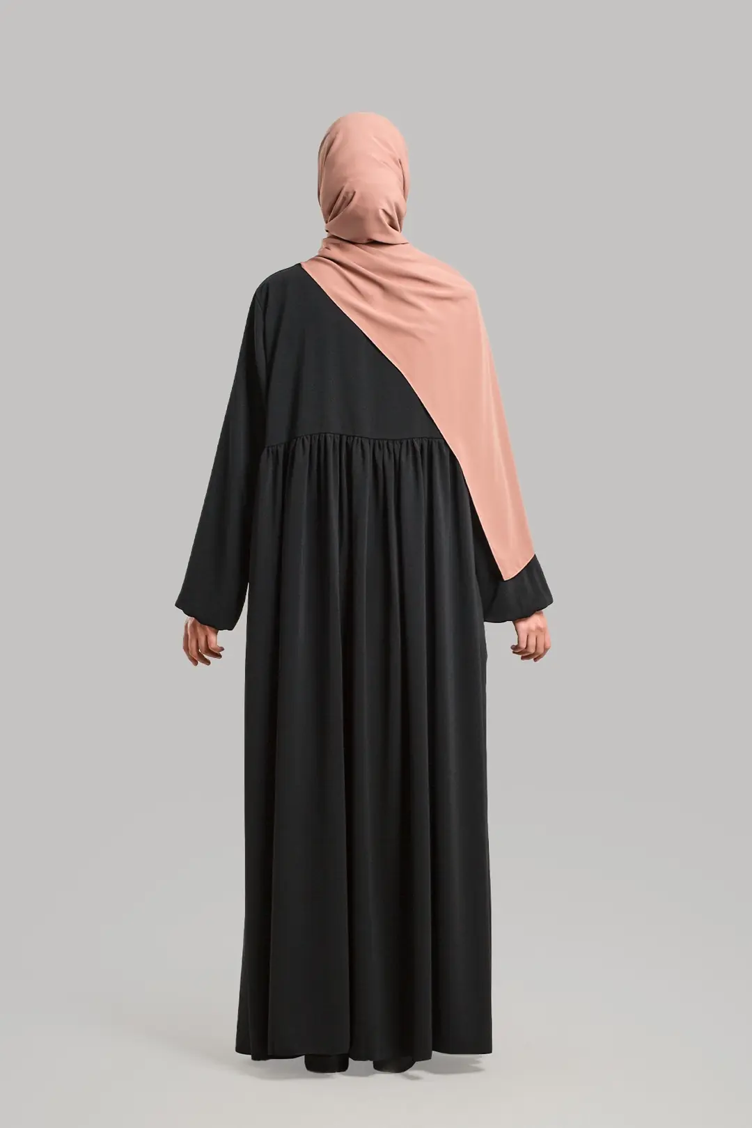 Ahsen Zippered Yoke Abaya Black 8