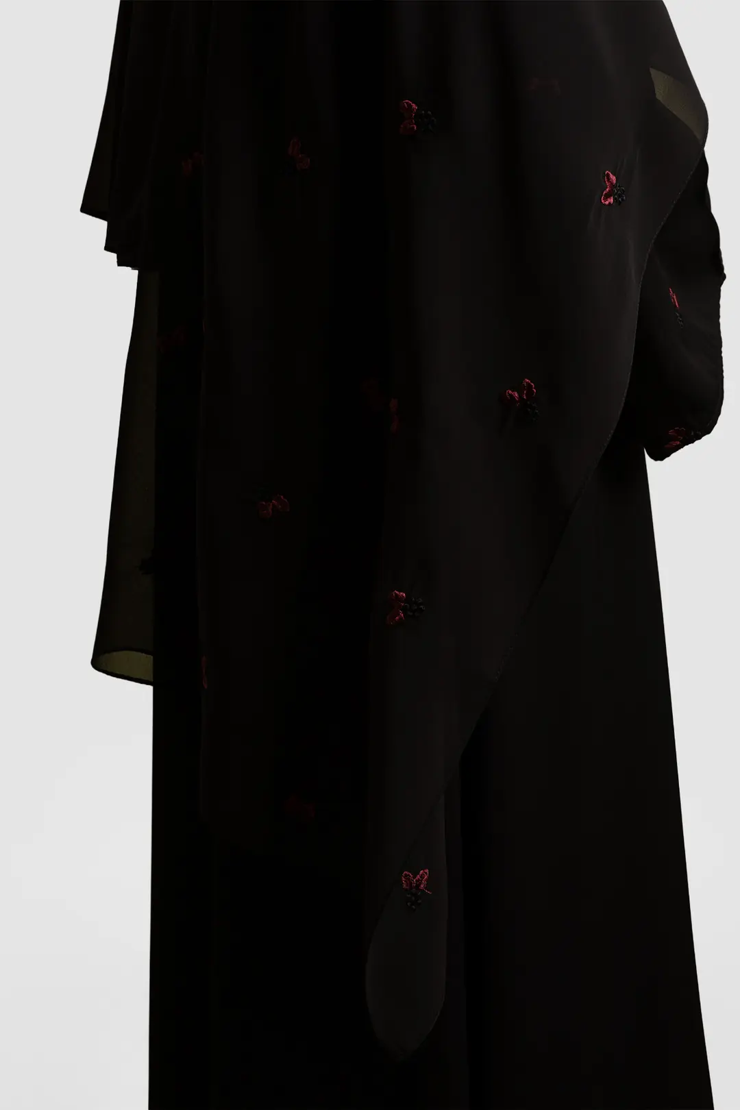 Minimal Yaprak Motifli Abaya Takım Bordo 4