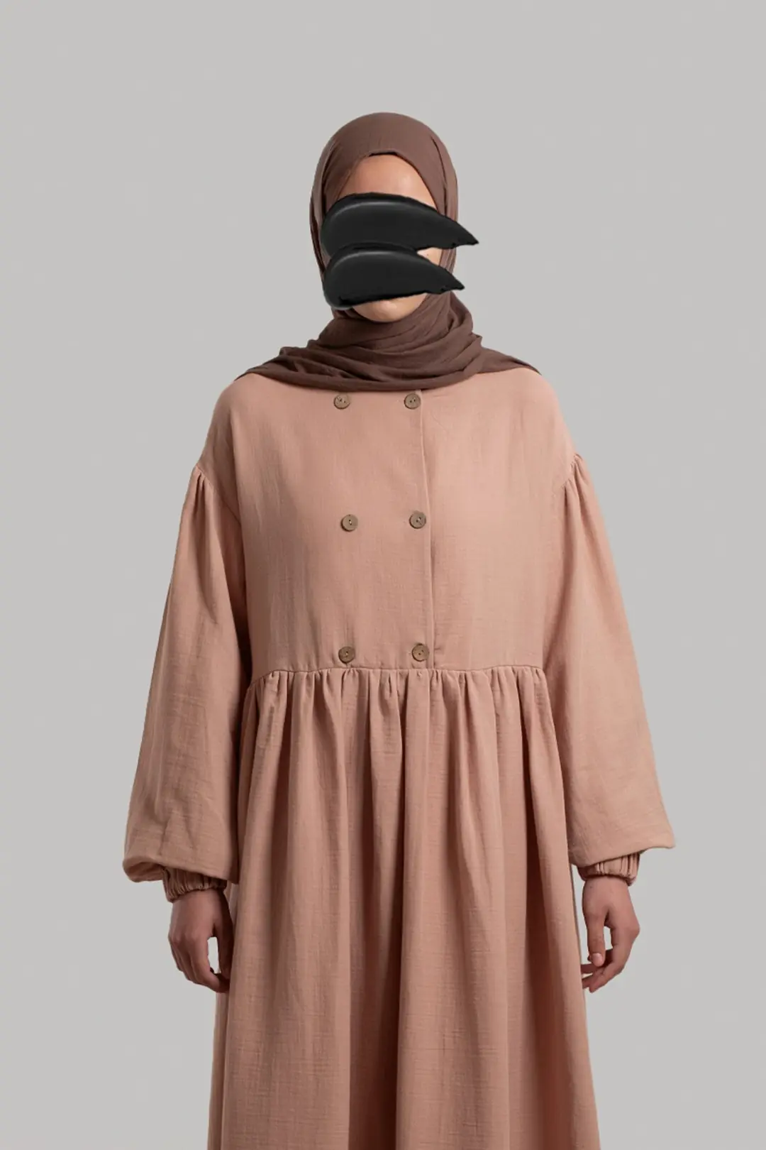 Natural Buttoned Muslin Dress Powder Pink 4