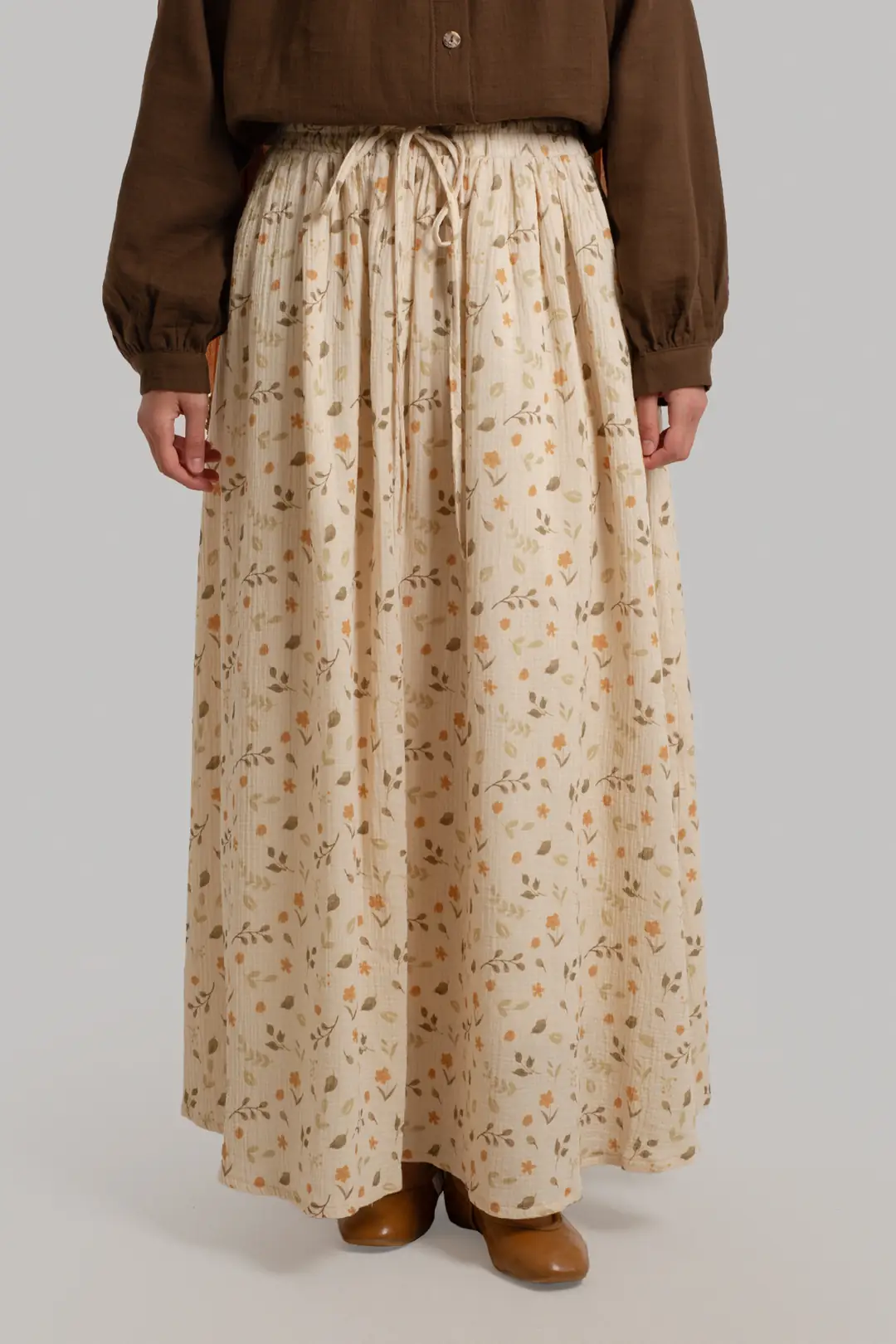 Tie-Up Muslin Set with Flowers 5