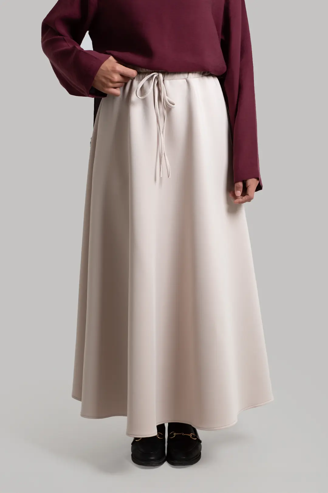 Puffy Scuba Skirt Beige 4