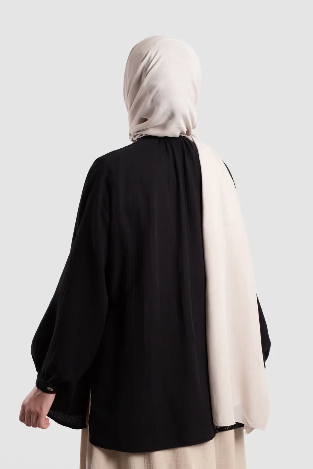 Muslin Shirt with Gathered Detail, Black 6