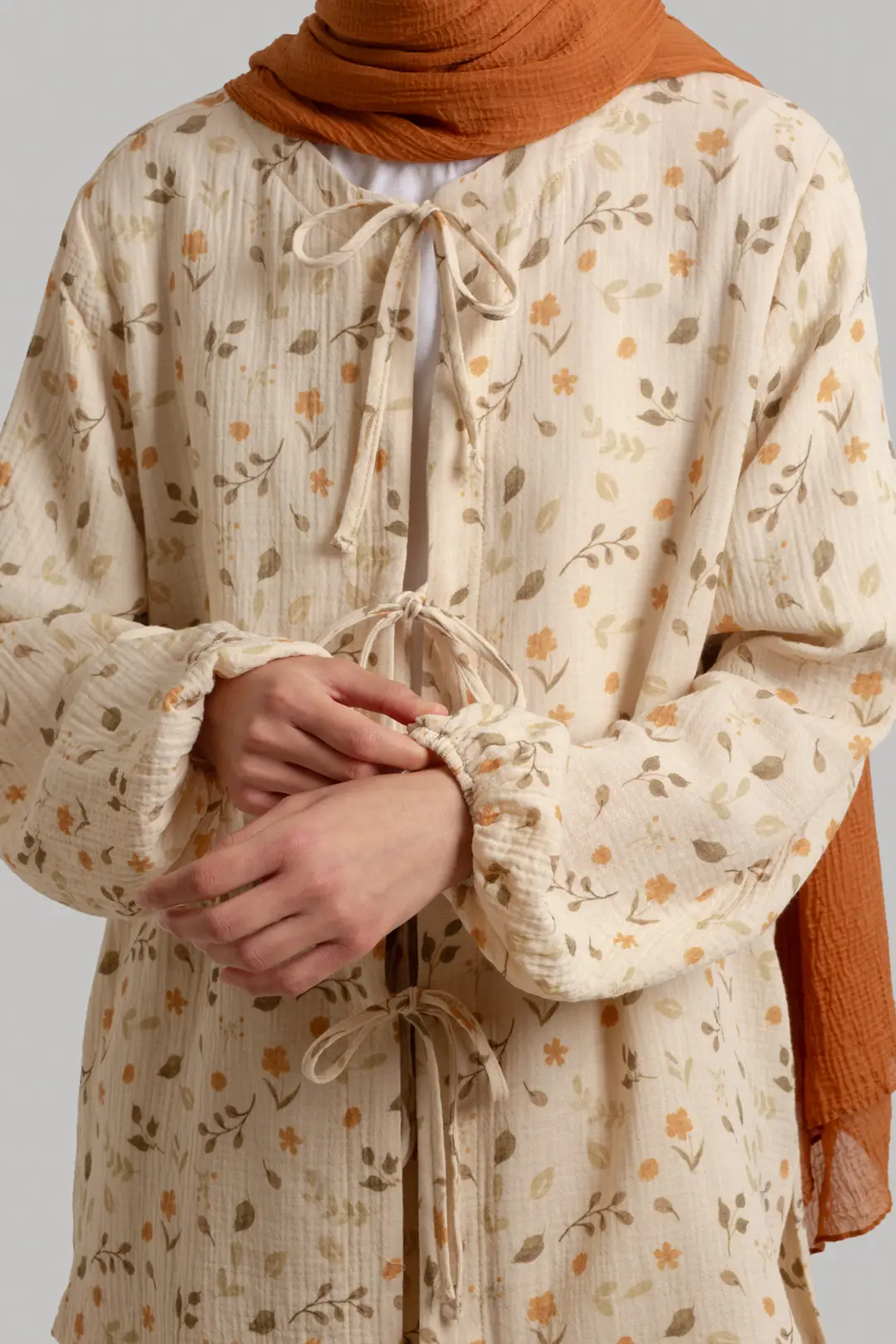 Tie-Up Muslin Set with Flowers 7