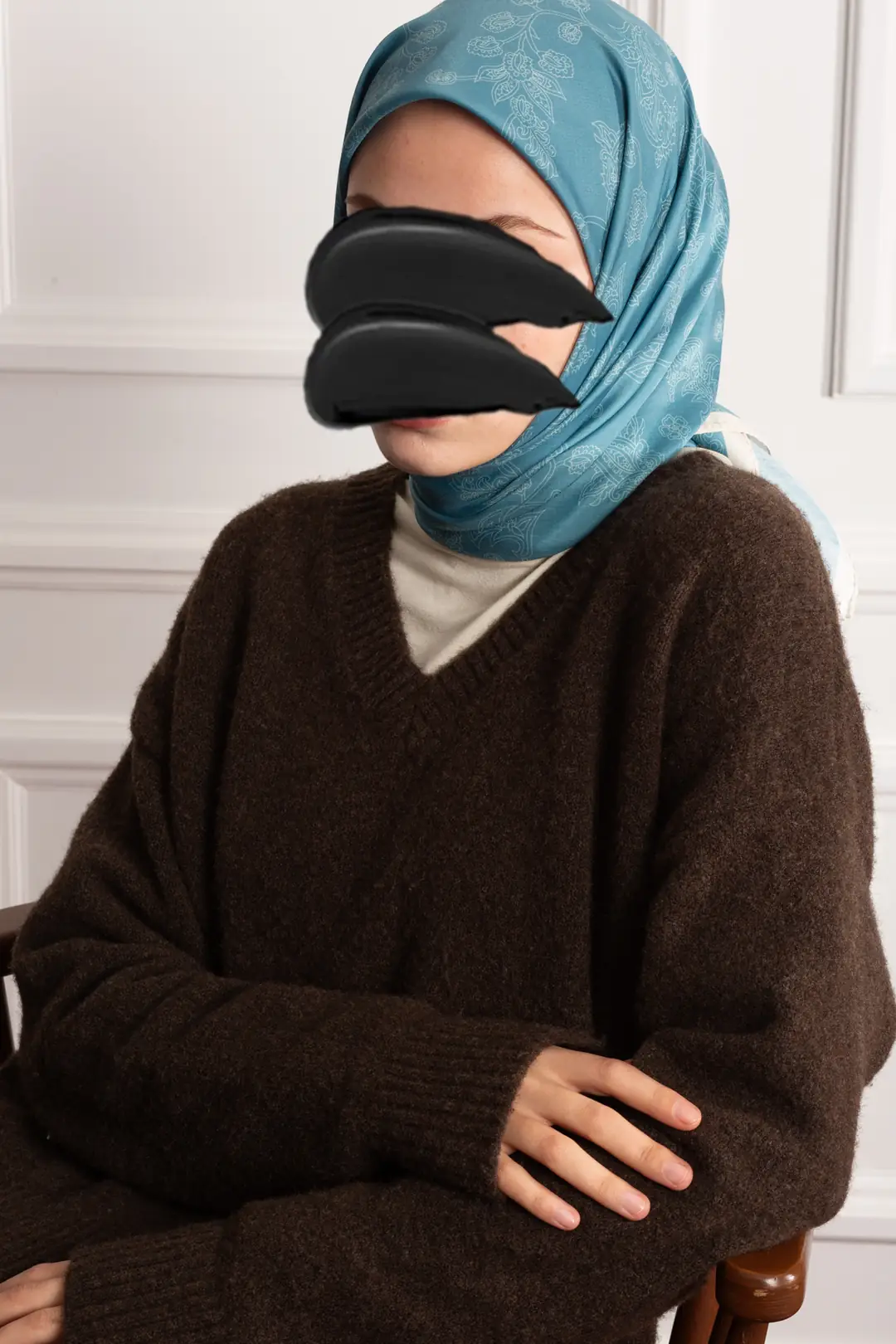 Night Ivy Patterned Soft Scarf Ice Blue 6