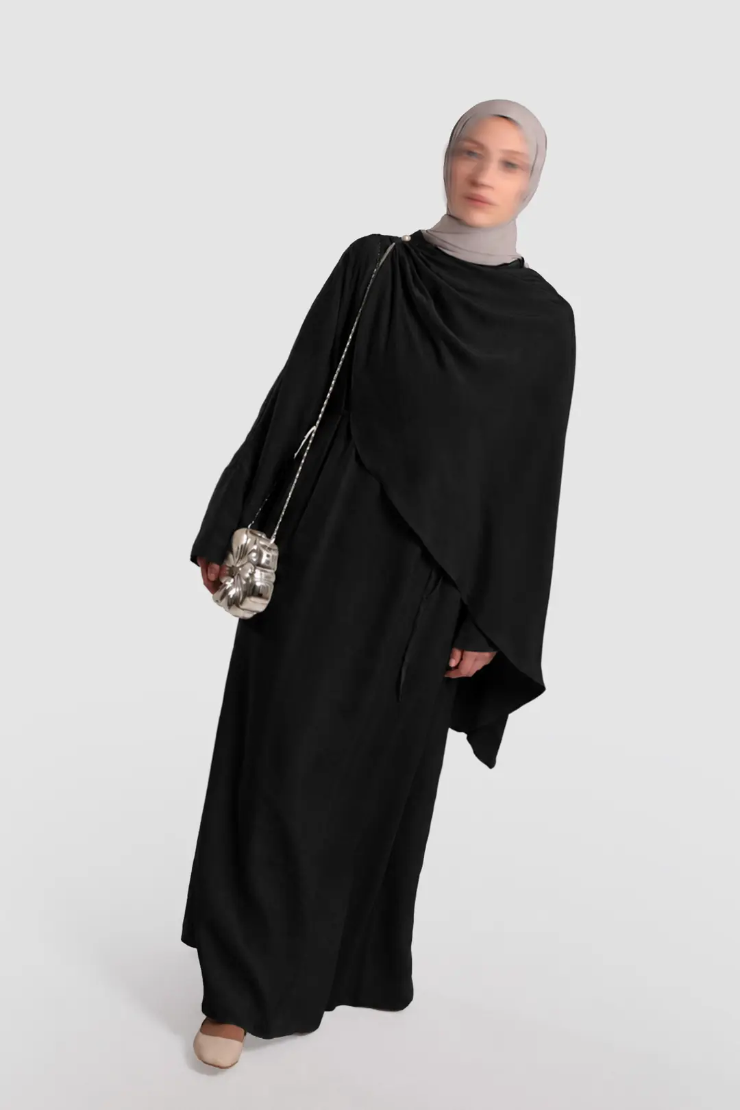 Tak Çıkar Pelerinli Abaya Siyah 5