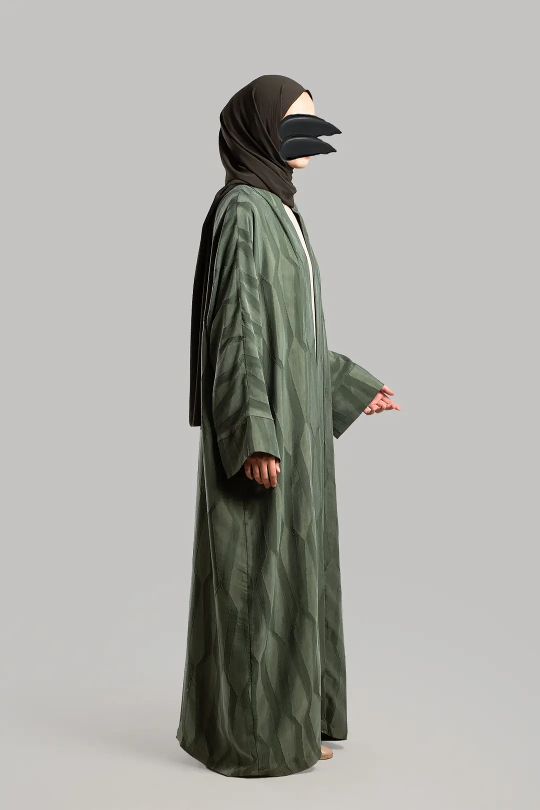 Jacquard Cupra Abaya Set Khaki 5