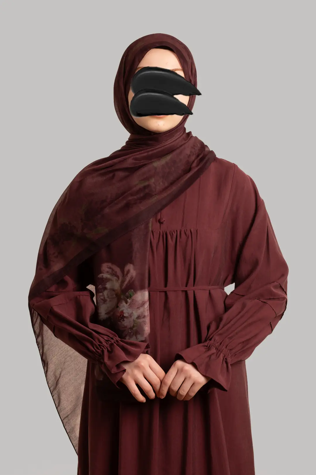 Gece Bahçesi Desenli Soft Şal Bordo 4