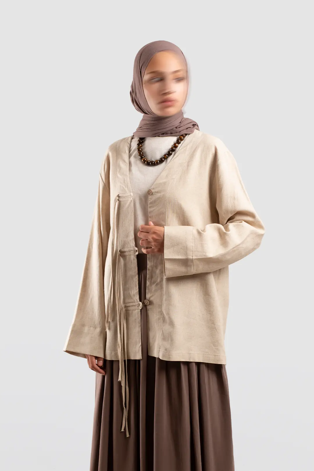 Birit Detaylı Kimono Ceket Taş 5