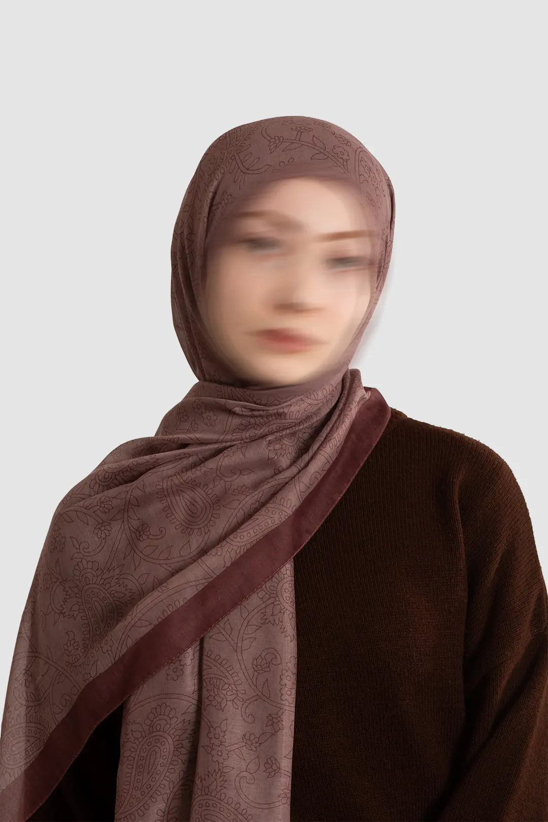 Mistik Doku Desenli Pamuk Şal Gül Kurusu 5