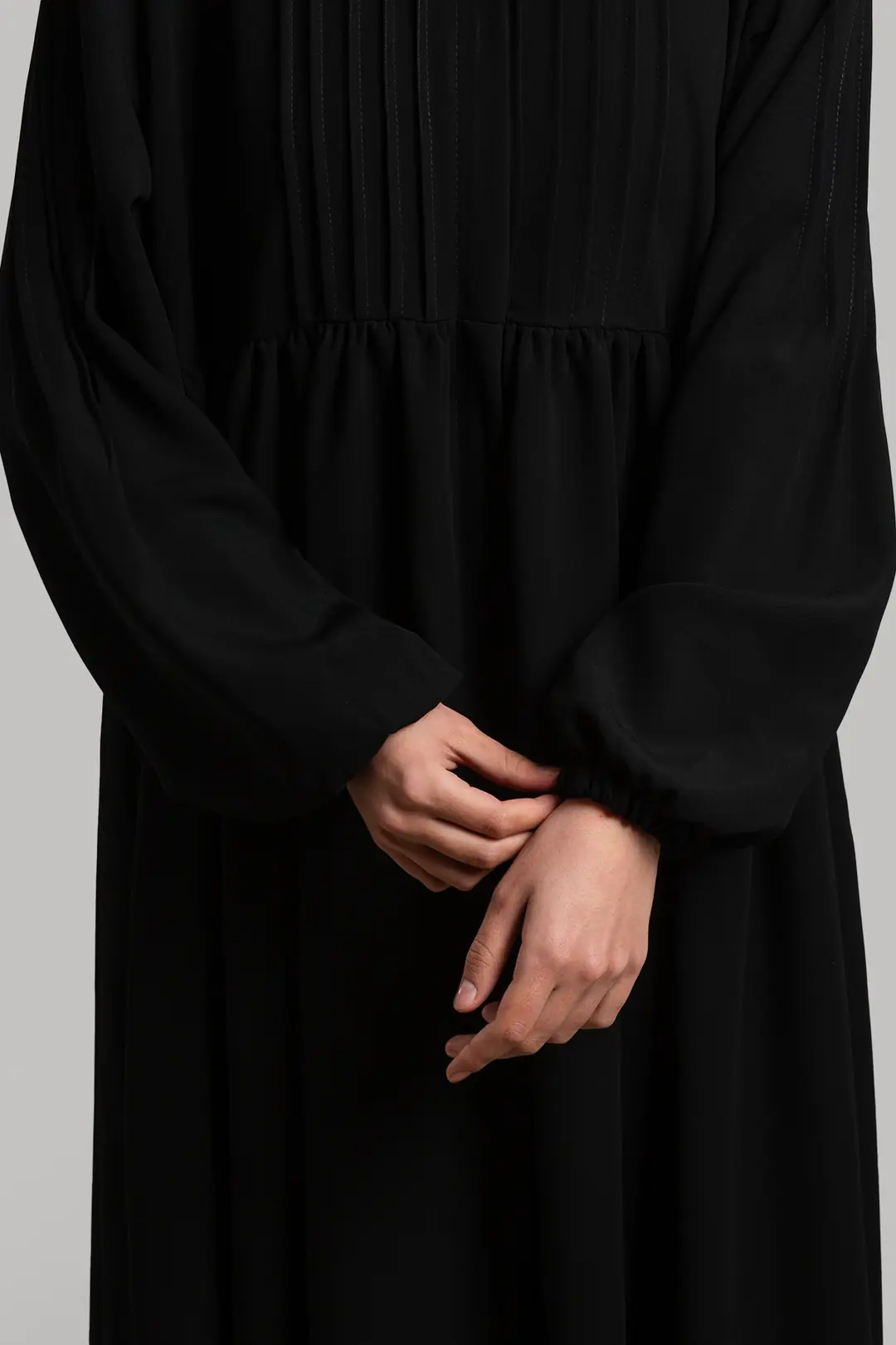 Ribbed Detail Zippered Abaya Black 4