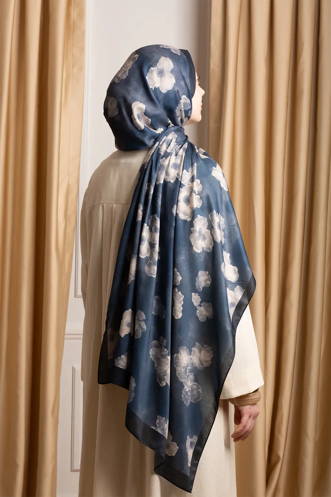 Autumn Serenade Patterned Soft Scarf, Blue 7