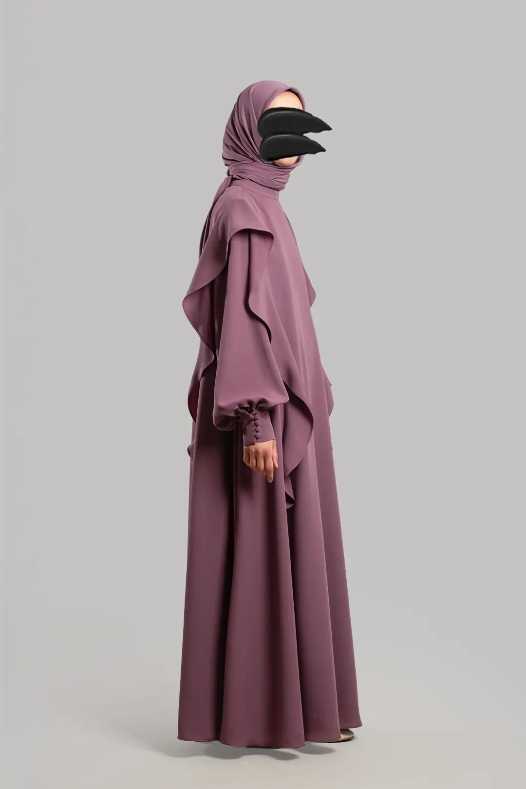 Ruffled Dress, Abaya, Rose Pink 7