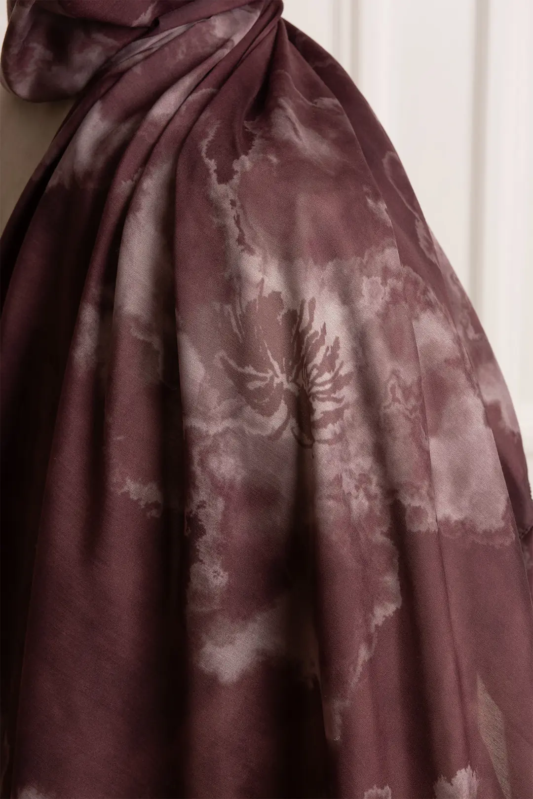 Puslu Bahçe Desenli Soft Şal Bordo 9